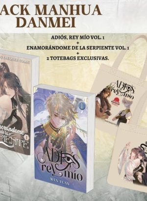 Adiós, rey mío vol. 1 + Enamorándome de la serpiente vol. 1 + 2 totebags exclusivas.